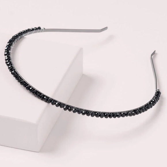 NWT The Hair Edit Headband in Midnight Star Chaplet (small black crystal beads) - Picture 4 of 6